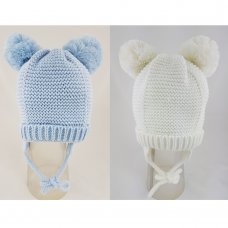 KIDS6196: Baby Double Pom Waffle Knit Hat (6-18 Months)